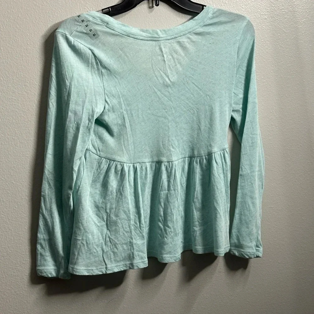 Justice Kids Girls Blue Long Sleeve‎ Blouse Size 12.
